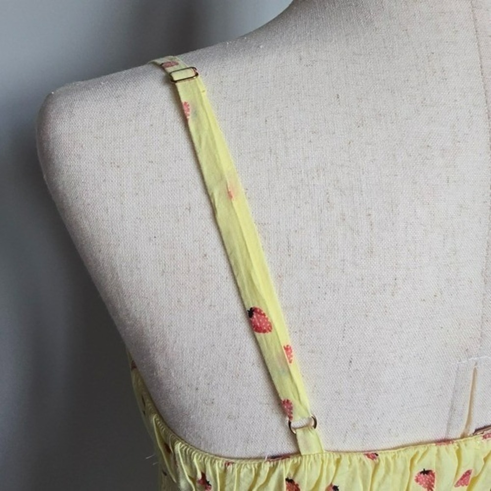 Free People NEW Lavender Daze Strawberry Butter Yellow Smocked Midi Dress Small - Picture 6 of 12